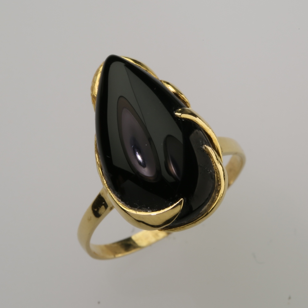 Solid 14K Gold Black Onyx Ring