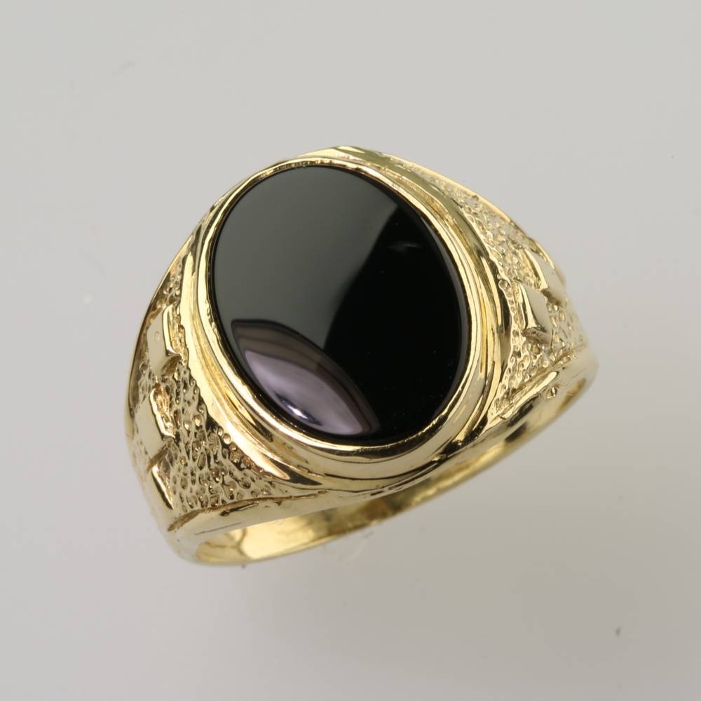 Solid 14K Gold Black Onyx Ring
