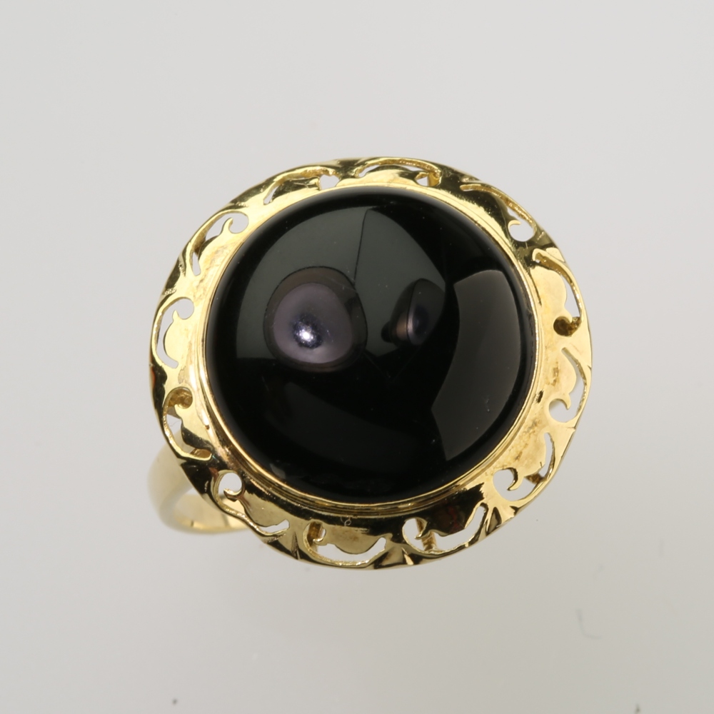Solid 14K Gold Black Onyx Ring