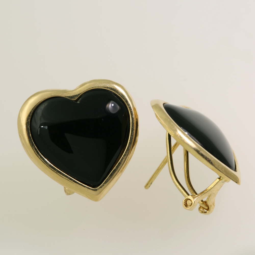 14K Gold Black Onyx Earrings