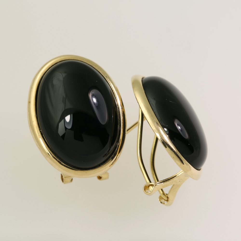 14K Gold Black Onyx Earrings