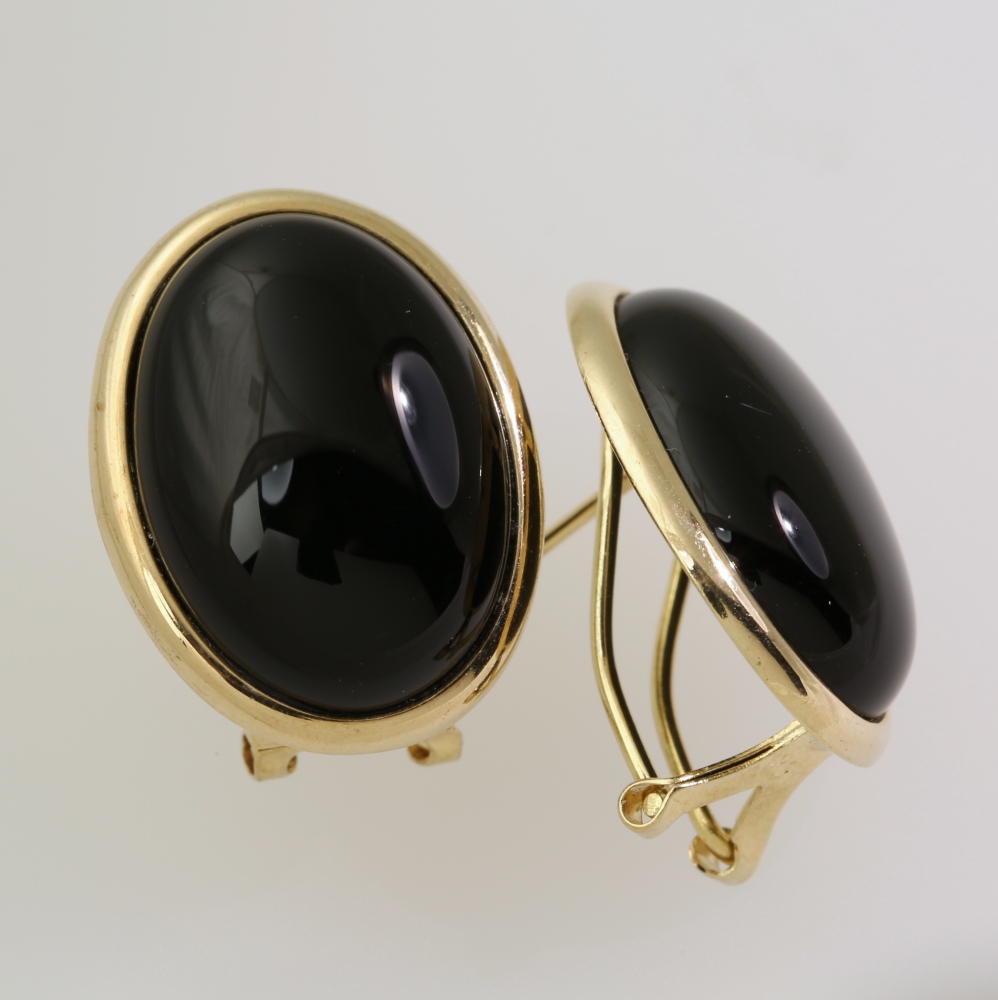 14K Gold Black Onyx Earrings