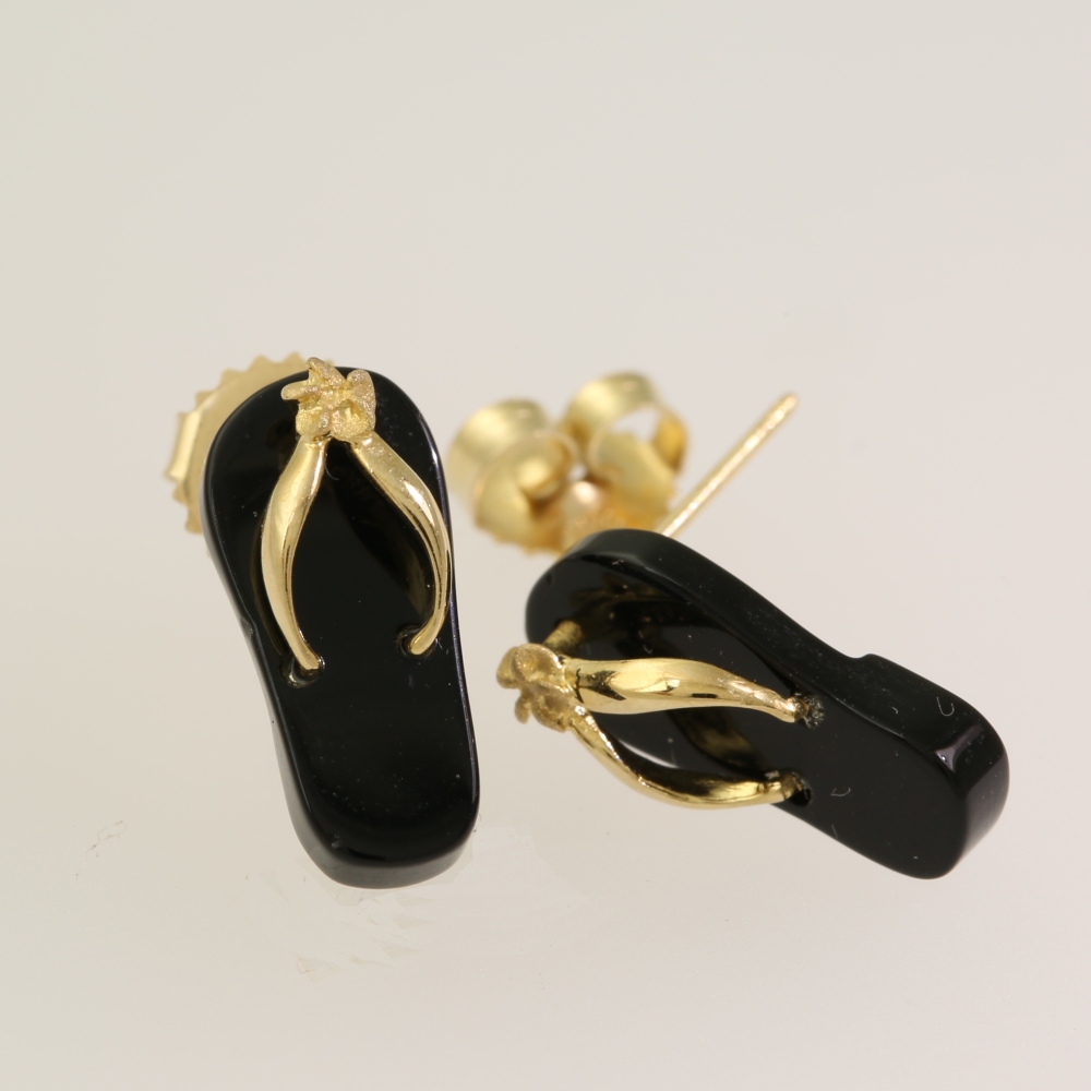 14K Gold Black Onyx Earrings