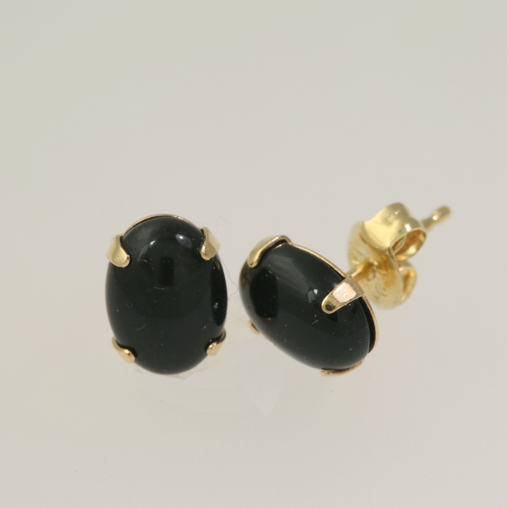 14K Gold Black Onyx Earrings