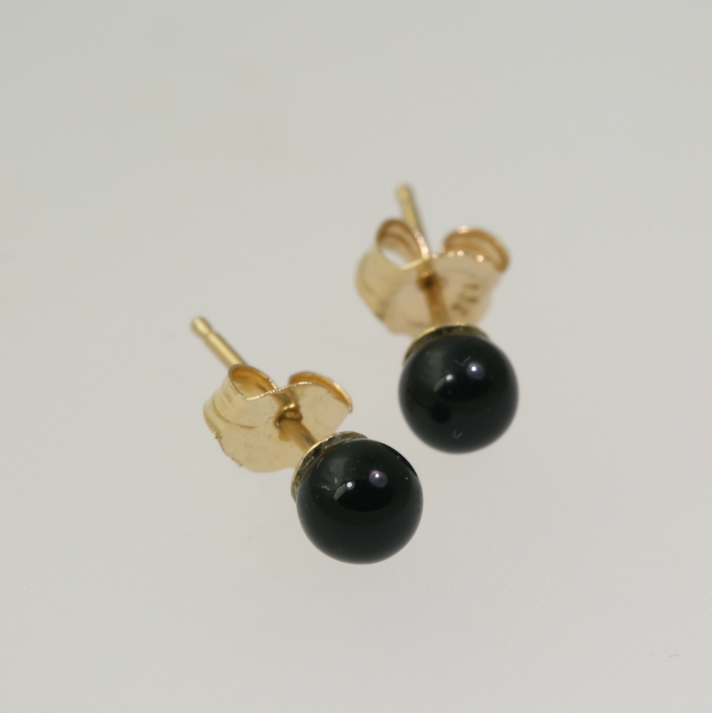 14K Gold Black Onyx Earrings