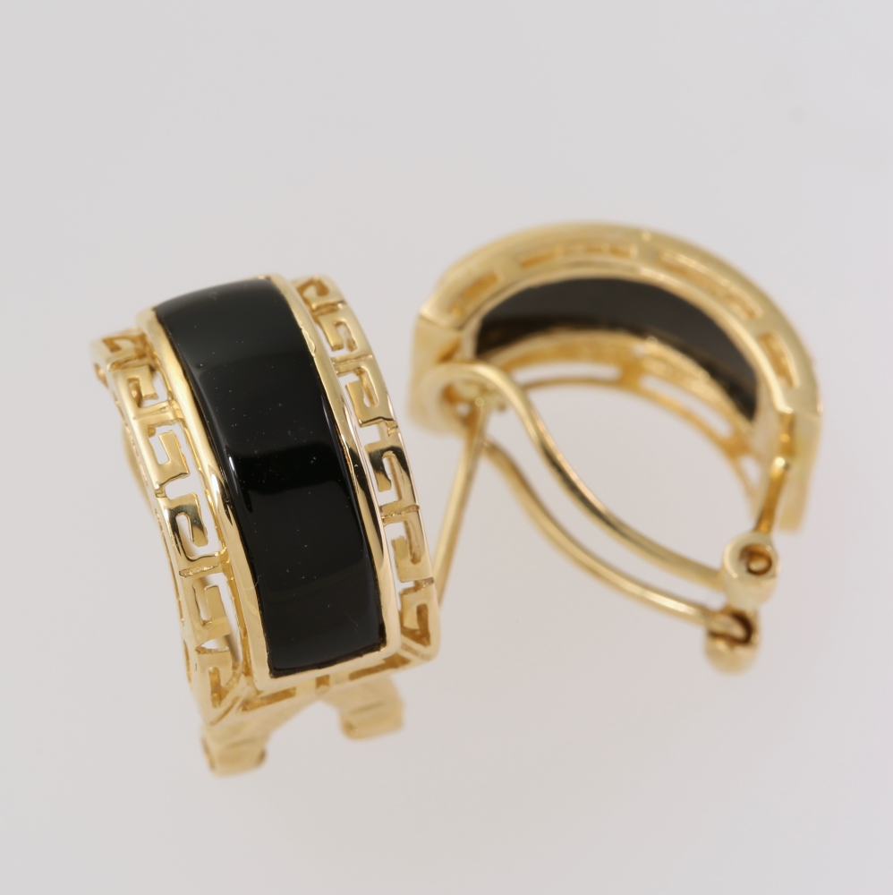 14K Gold Black Onyx Earrings