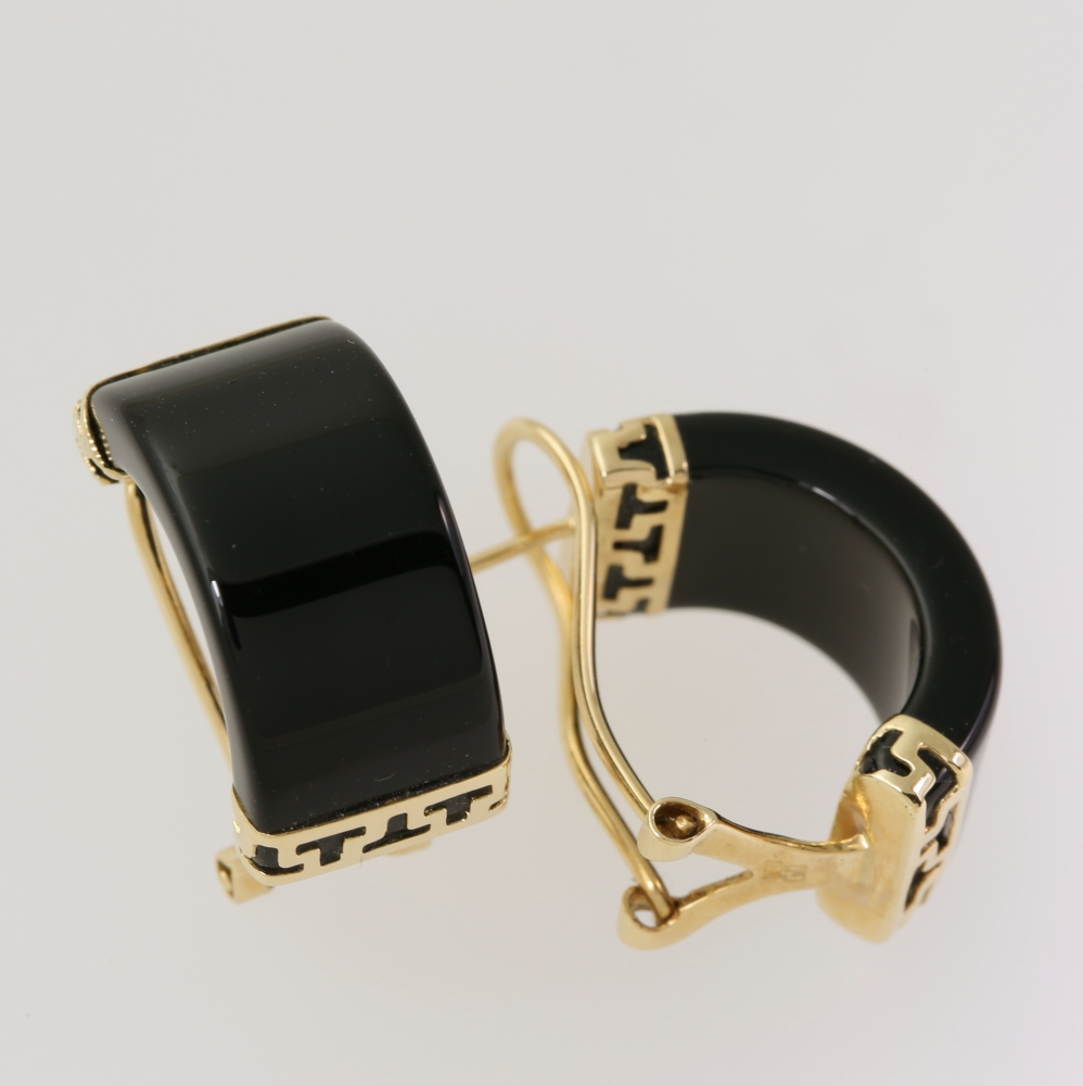 14K Gold Black Onyx Earrings
