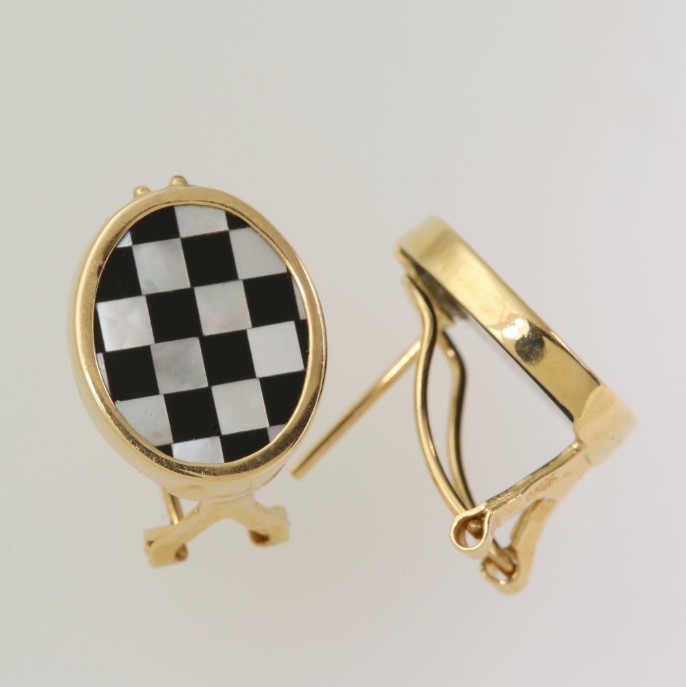 14K Gold Black Onyx Earrings