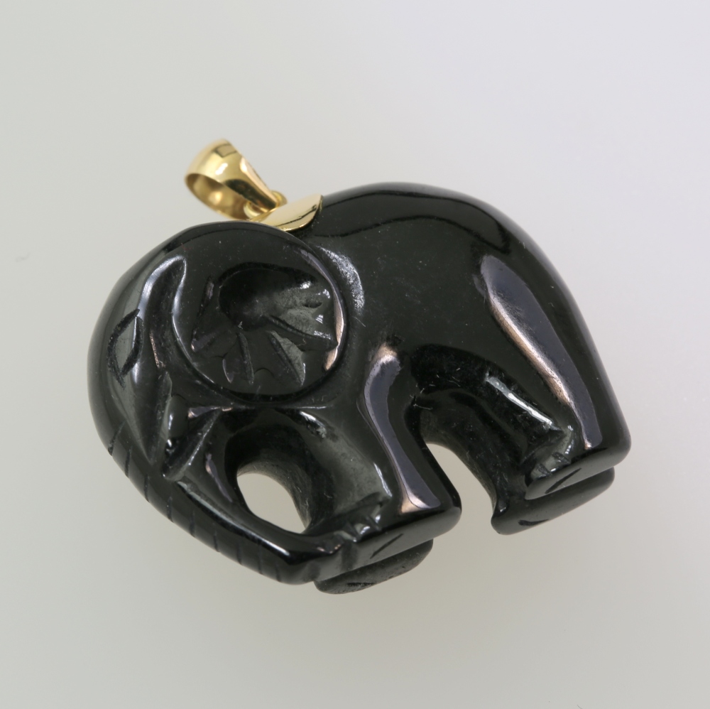 14K Gold Black Onyx Pendant