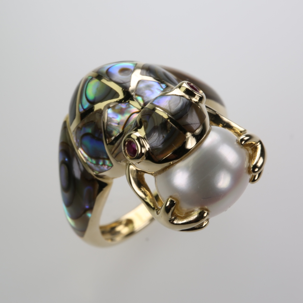 Solid 14K Gold Biwa Pearl Ring
