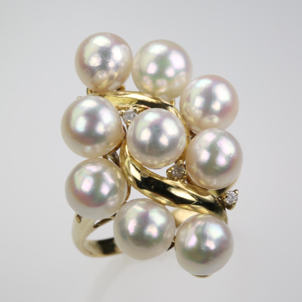 Solid 14K Gold Cultured Pearl Ring