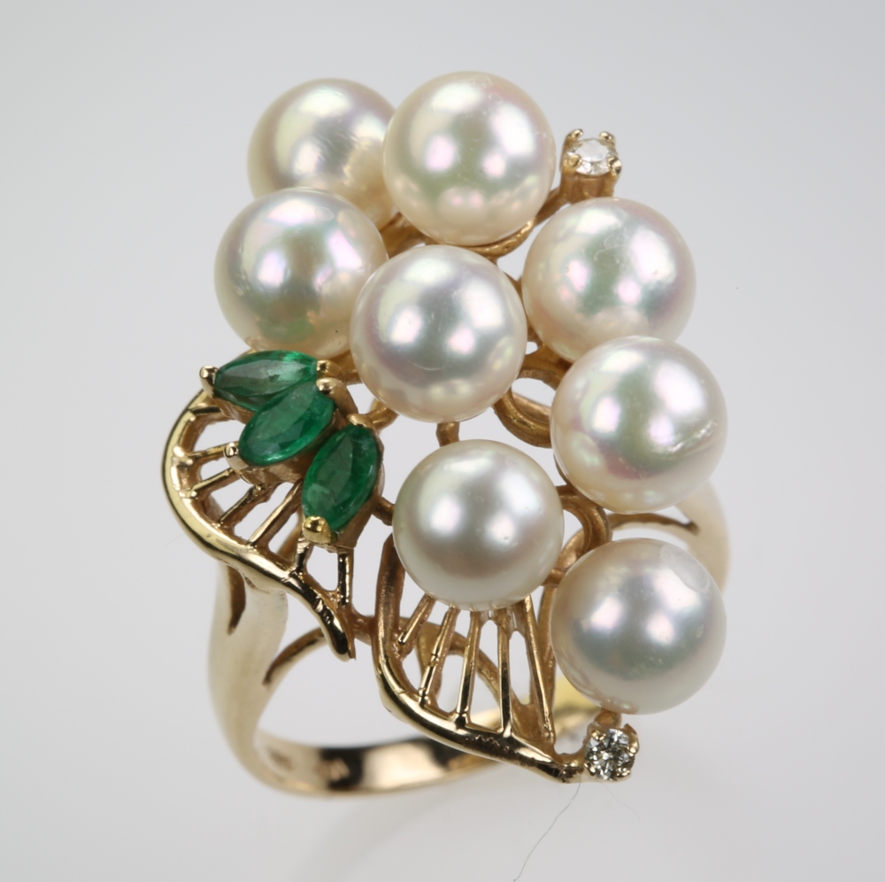 Solid 14K Gold Cultured Pearl Ring