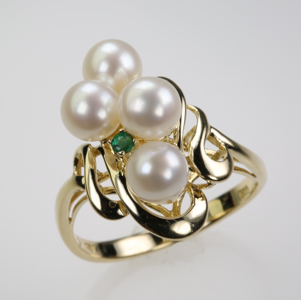 Solid 14K Gold Cultured Pearl Ring