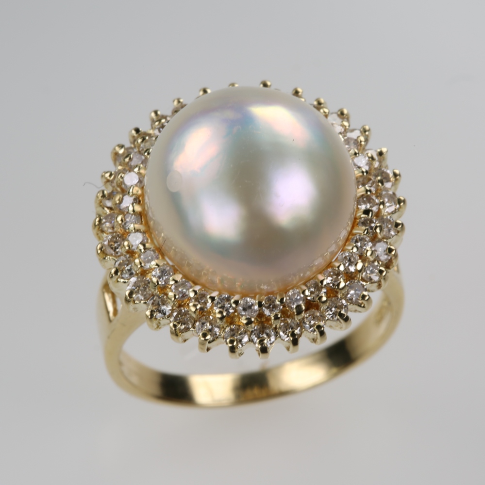 Solid 14K Gold Mabe Pearl Ring