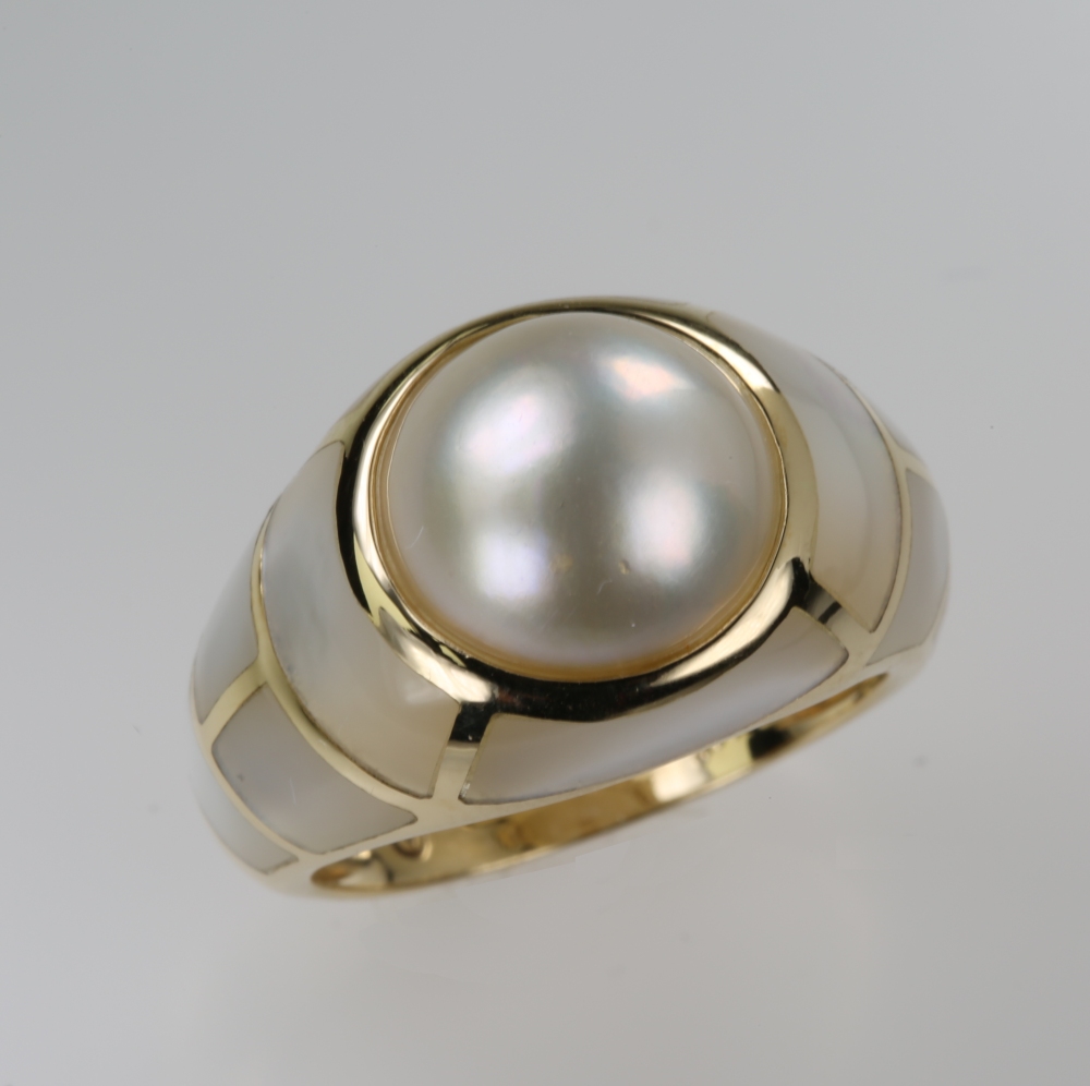 Solid 14K Gold Mabe Pearl Ring