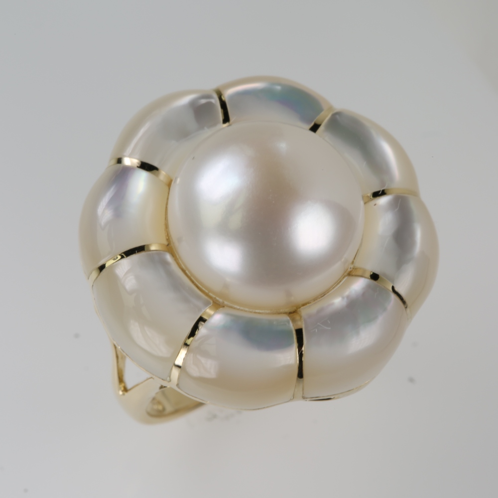 Solid 14K Gold Mabe Pearl Ring