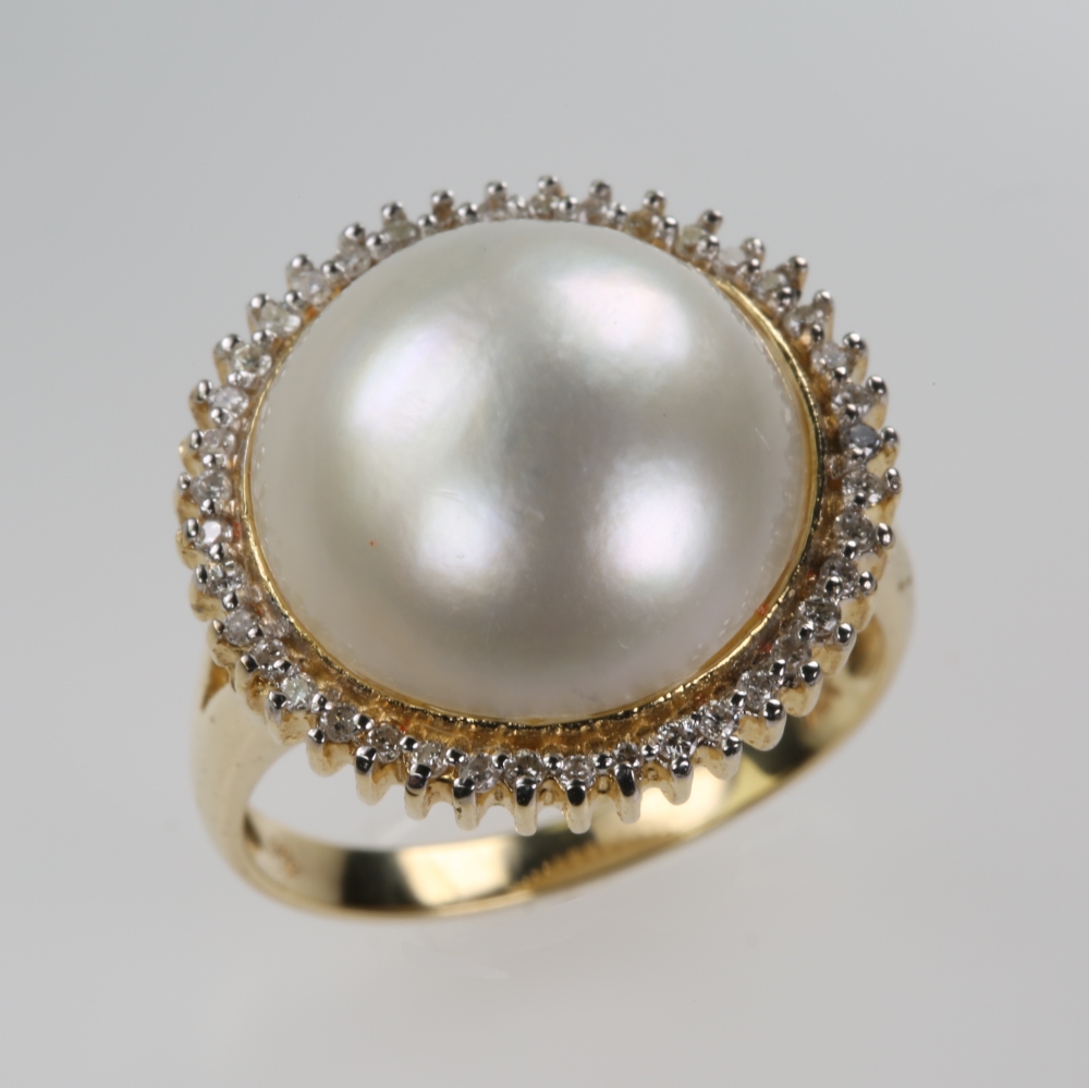 Solid 14K Gold Mabe Pearl Ring