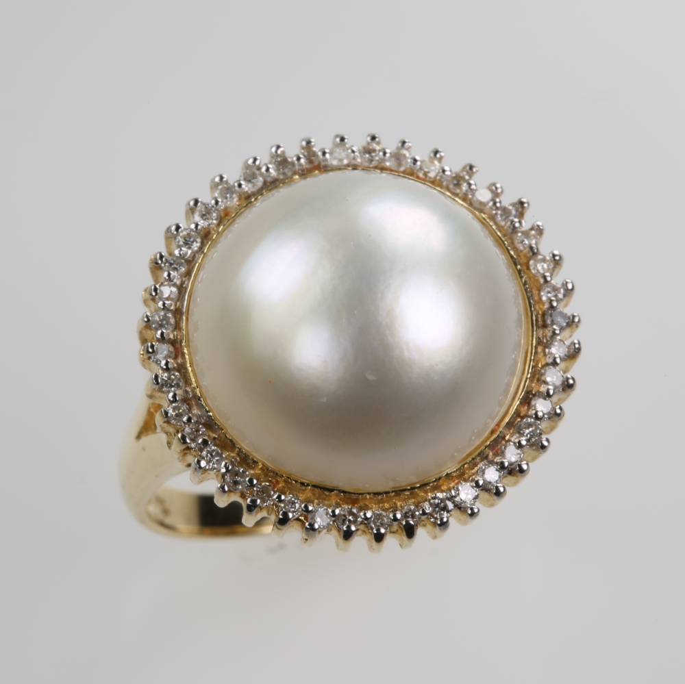 Solid 14K Gold Mabe Pearl Ring