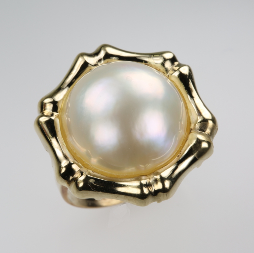 Solid 14K Gold Mabe Pearl Ring