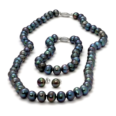 Solid14K Gold Cultured Black Pearl Necklace