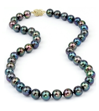 Solid14K Gold Cultured Black Pearl Necklace