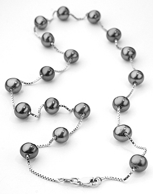 Solid14K Gold Tin Cup Pearl Necklace