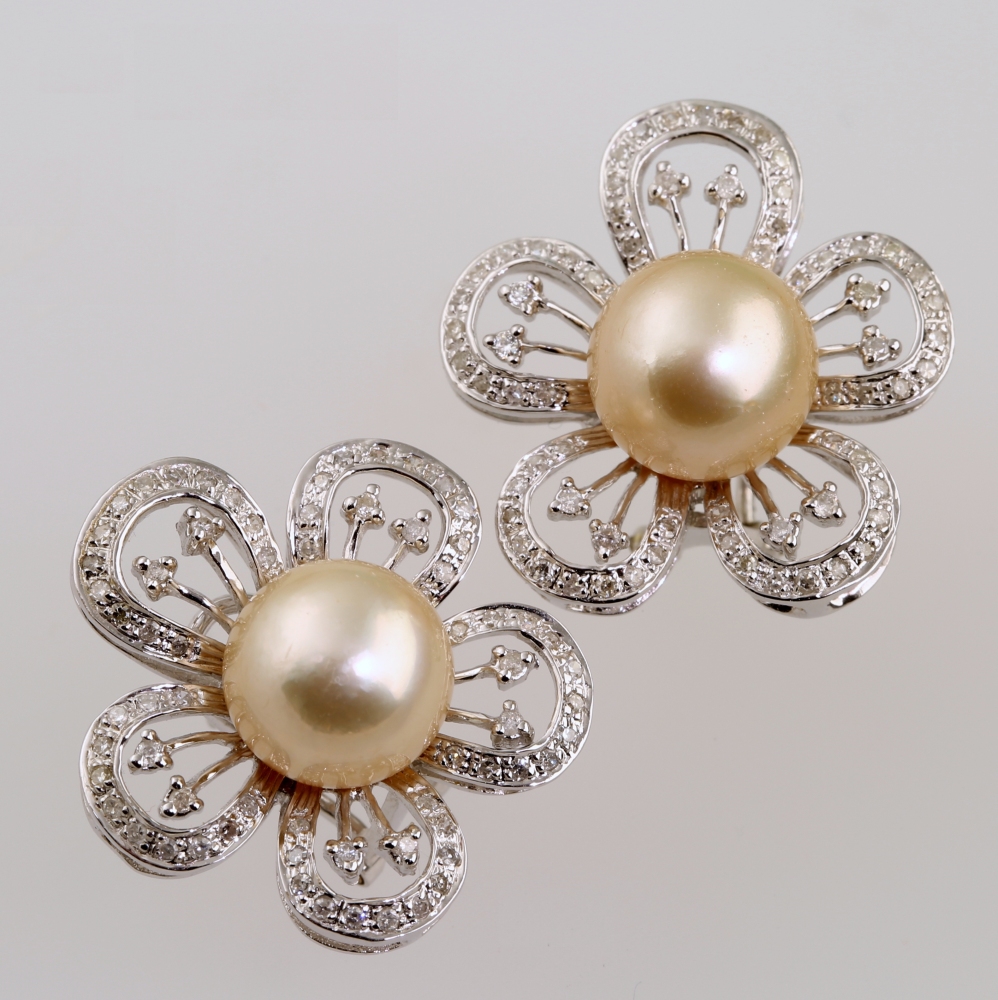Solid 14K Gold South Sea Pearl Earrings