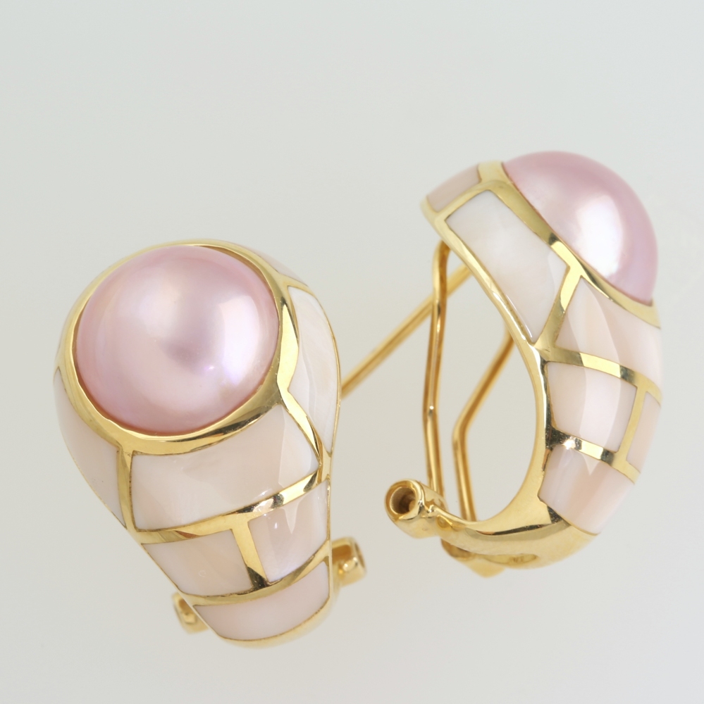 Solid 14K Gold Mabe Pearl Earrings