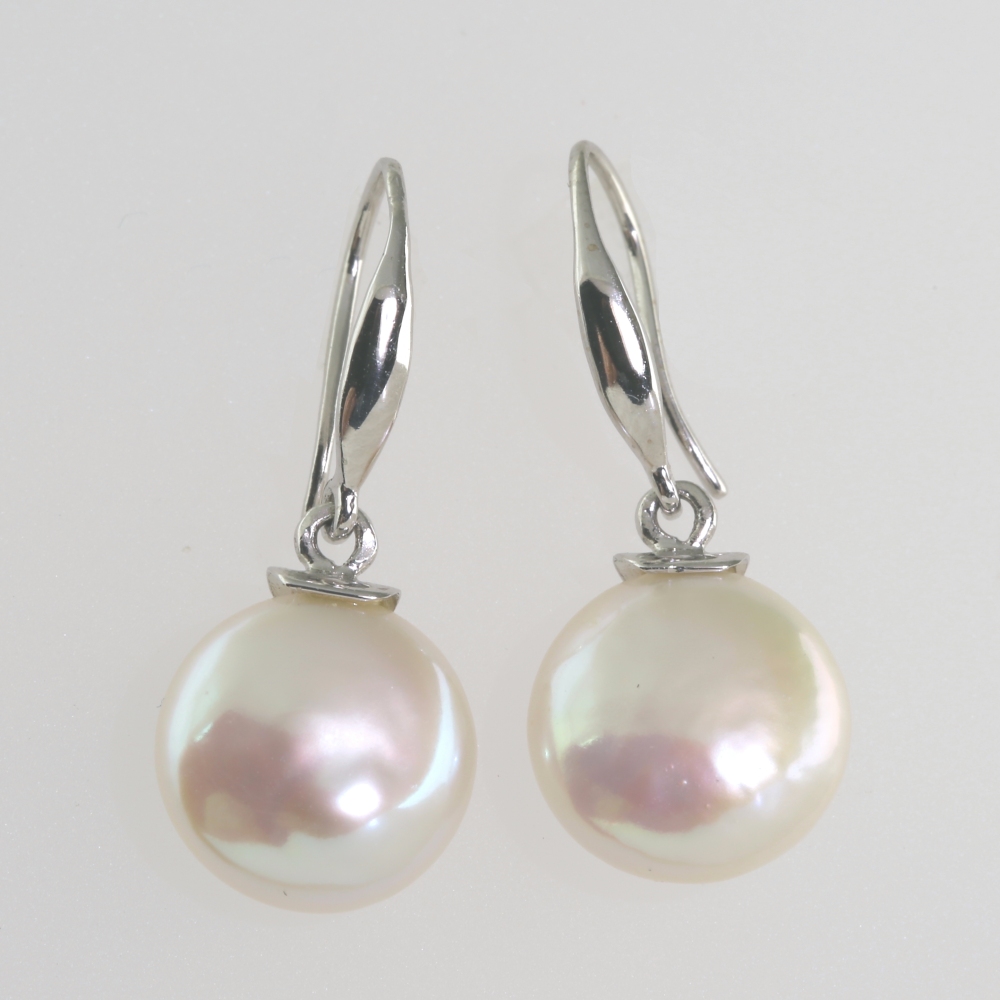 Solid 14K Gold Dangling Cultured Pearl Earrings