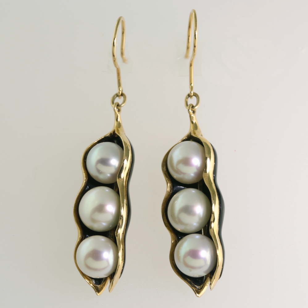 Solid 14K Gold Dangling Cultured Pearl Earrings