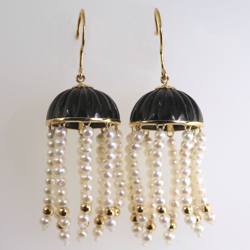 Solid 14K Gold Dangling Cultured Pearl Earrings