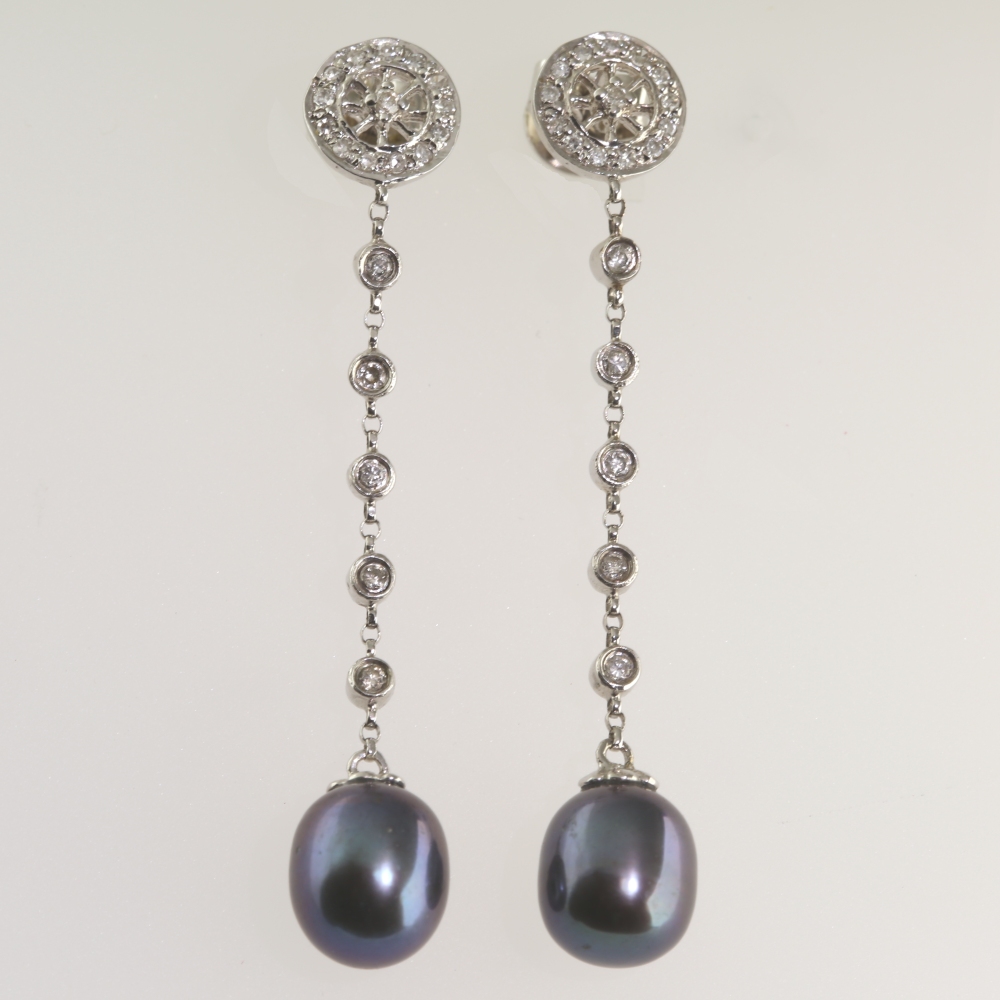 Solid 14K Gold Dangling Cultured Pearl Earrings