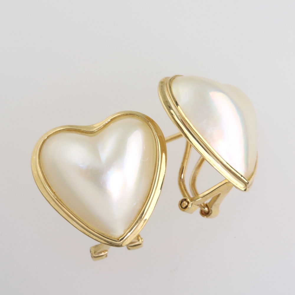 Solid 14K Gold Mabe Pearl Earrings