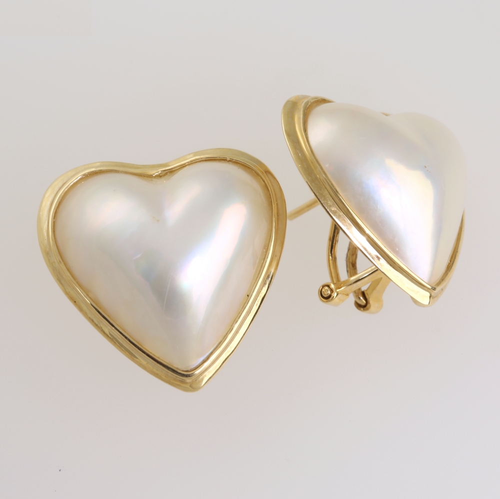 Solid 14K Gold Mabe Pearl Earrings