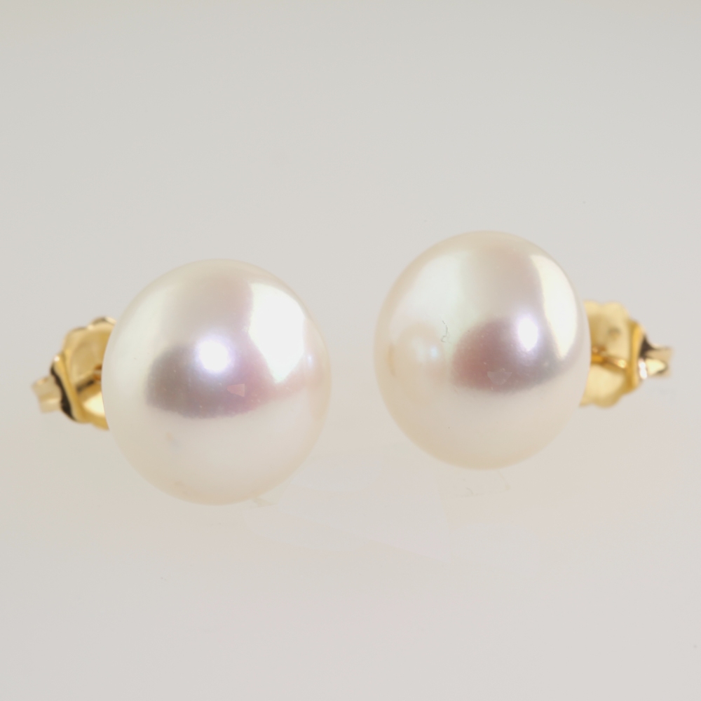 Solid 14K Gold Dangling Cultured Pearl Earrings