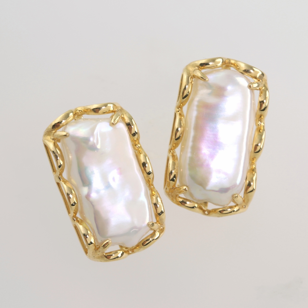 Solid 14K Gold Dangling Cultured Pearl Earrings