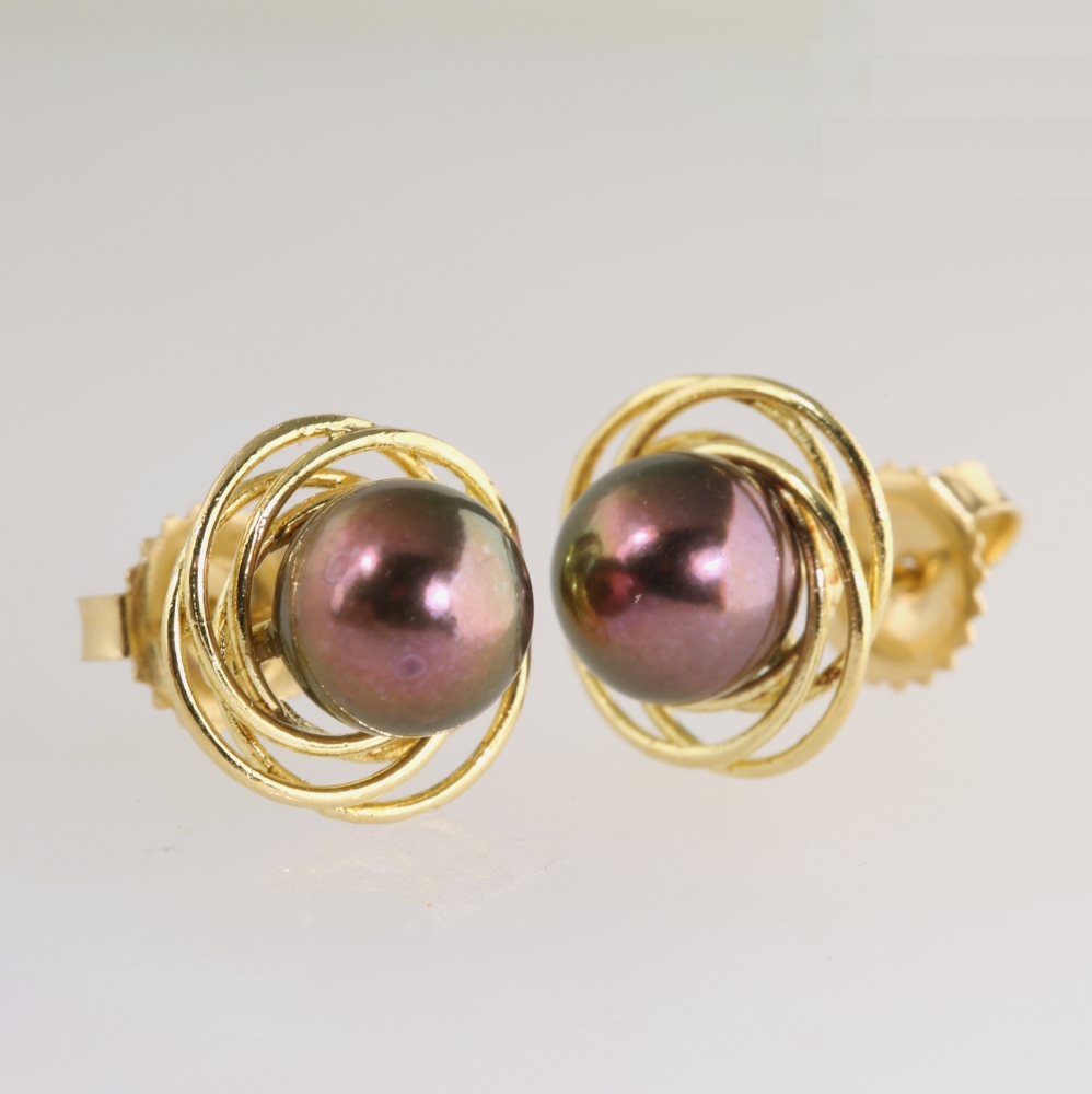 Solid 14K Gold Cultured Pearl Earrings