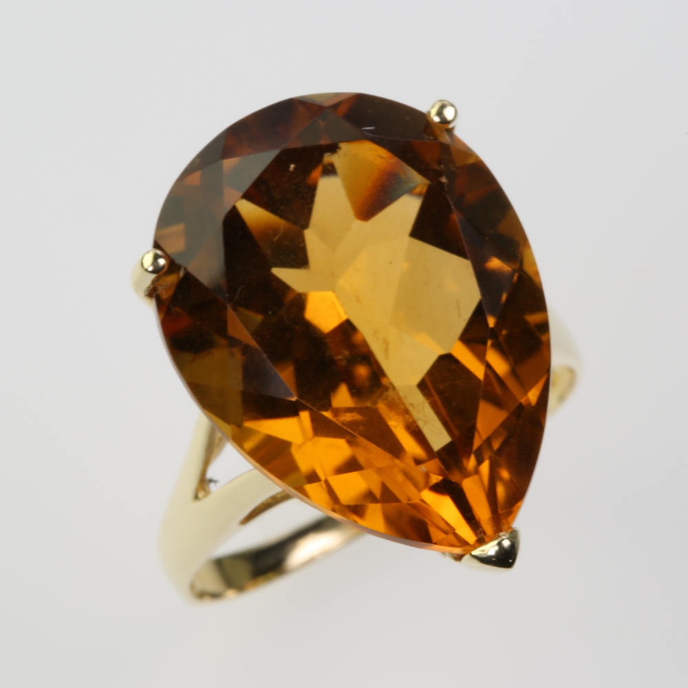 Solid 14 karat Gold Yellow Citrine Ring