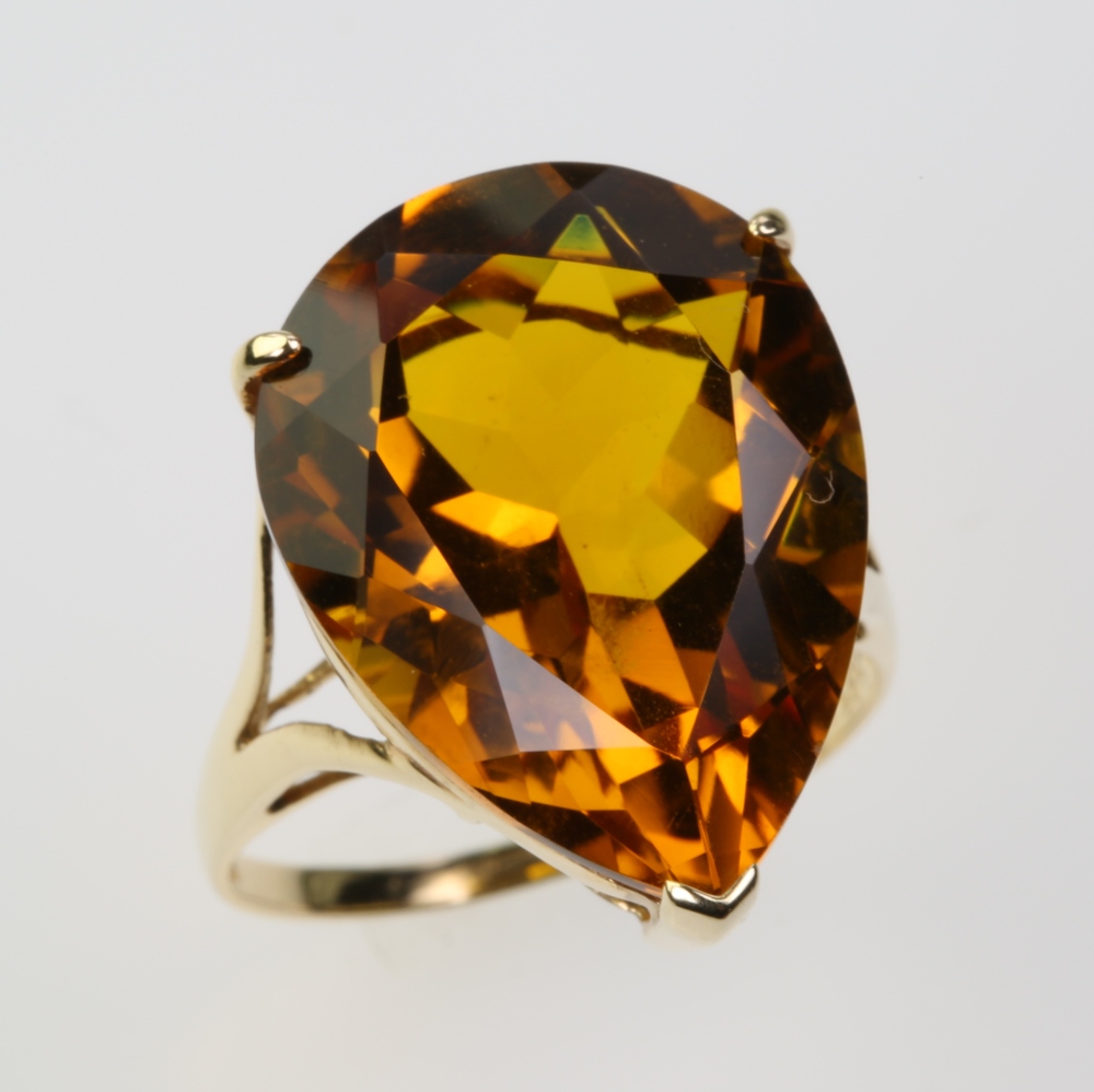 Solid 14 karat Gold Yellow Citrine Ring