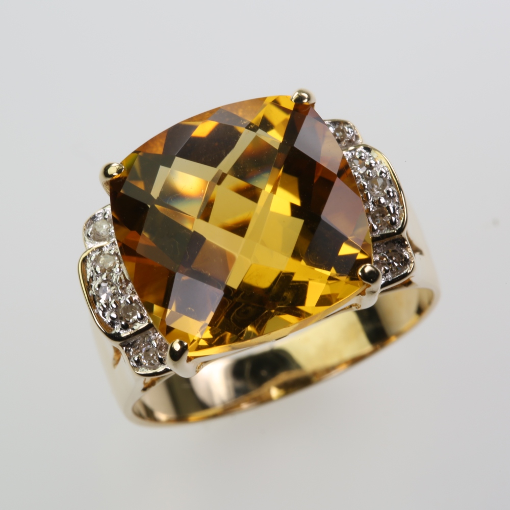 Solid 14 karat Gold Yellow Citrine Ring