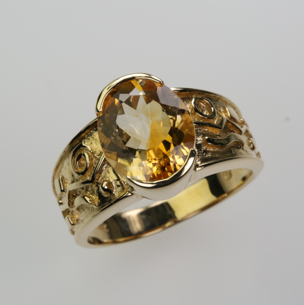 Solid 14 karat Gold Yellow Citrine Ring