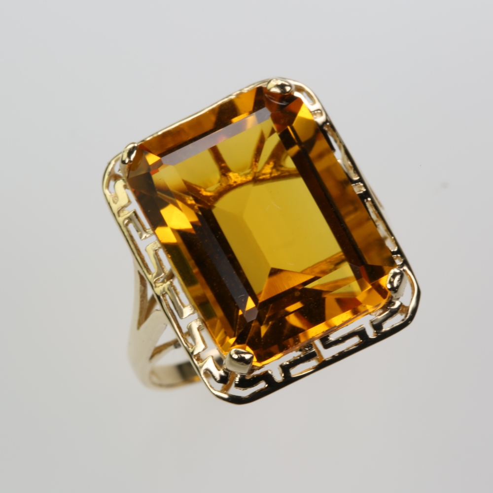 Solid 14 karat Gold Yellow Citrine Ring