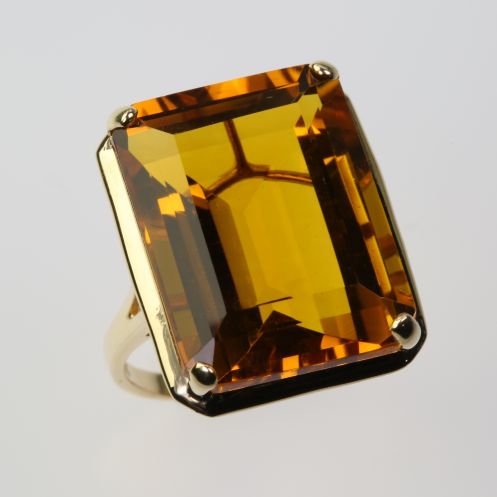Solid 14 karat Gold Yellow Citrine Ring