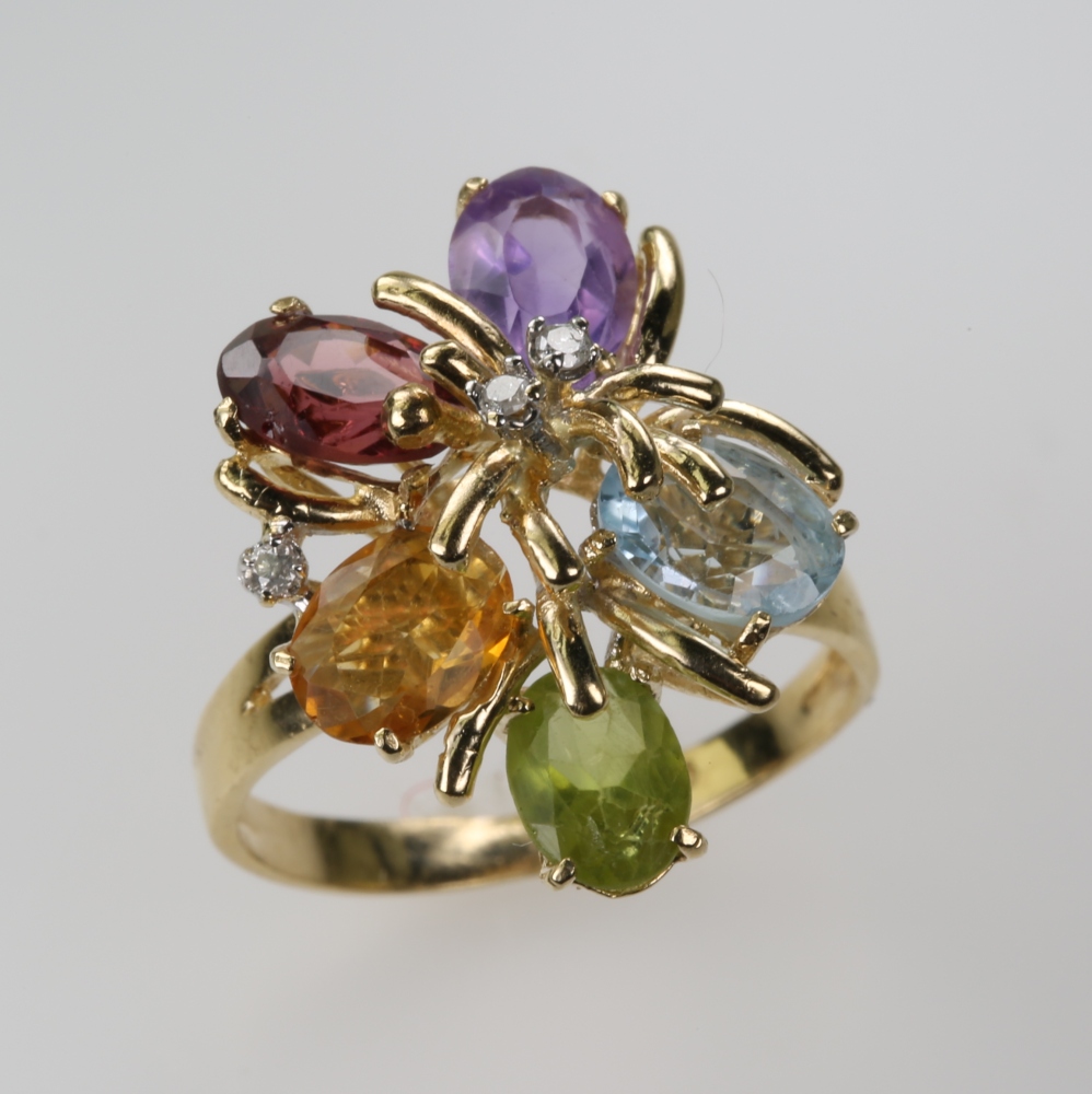 14 Karat Gold Multi-Stone Ring