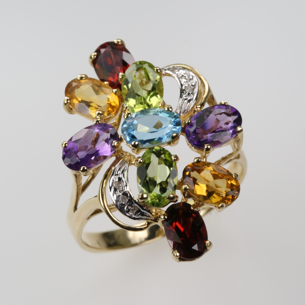 14 Karat Gold Multi-Stone Ring