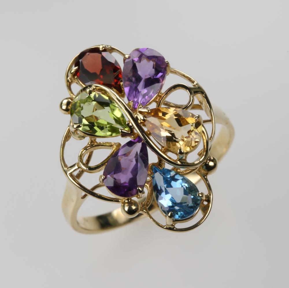 14 Karat Gold Multi-Stone Ring