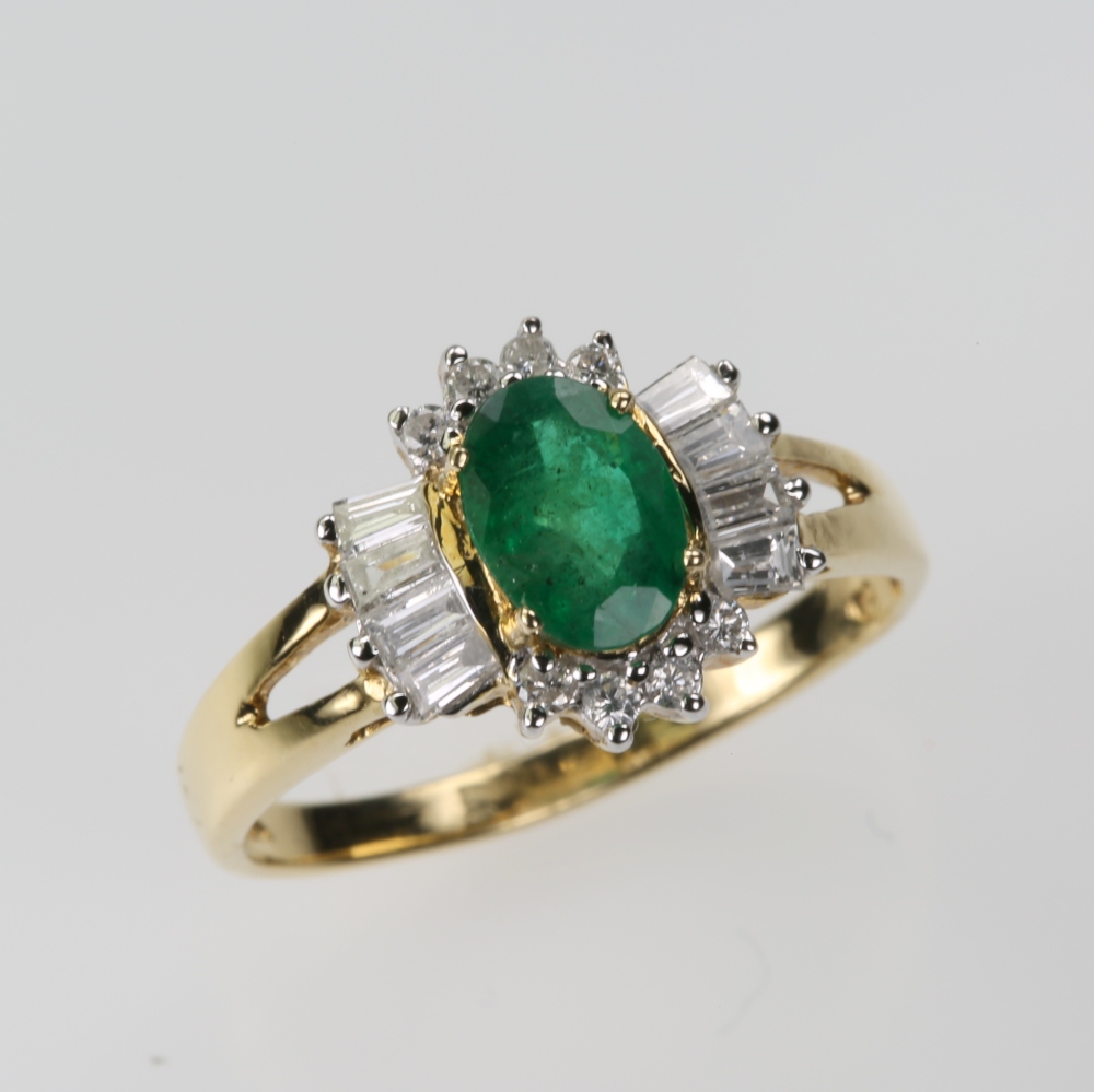 14 Karat Gold Emerald Ring