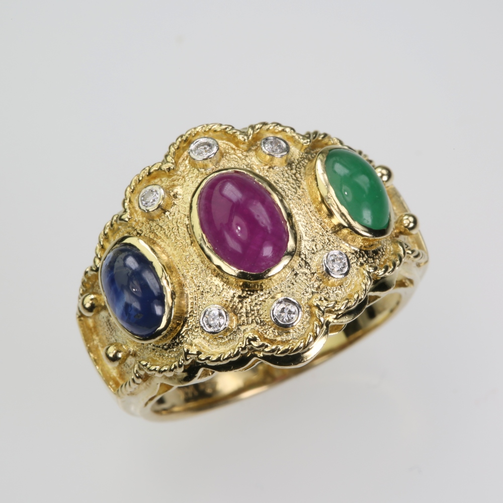 14 Karat Gold Multi-Gem Ring