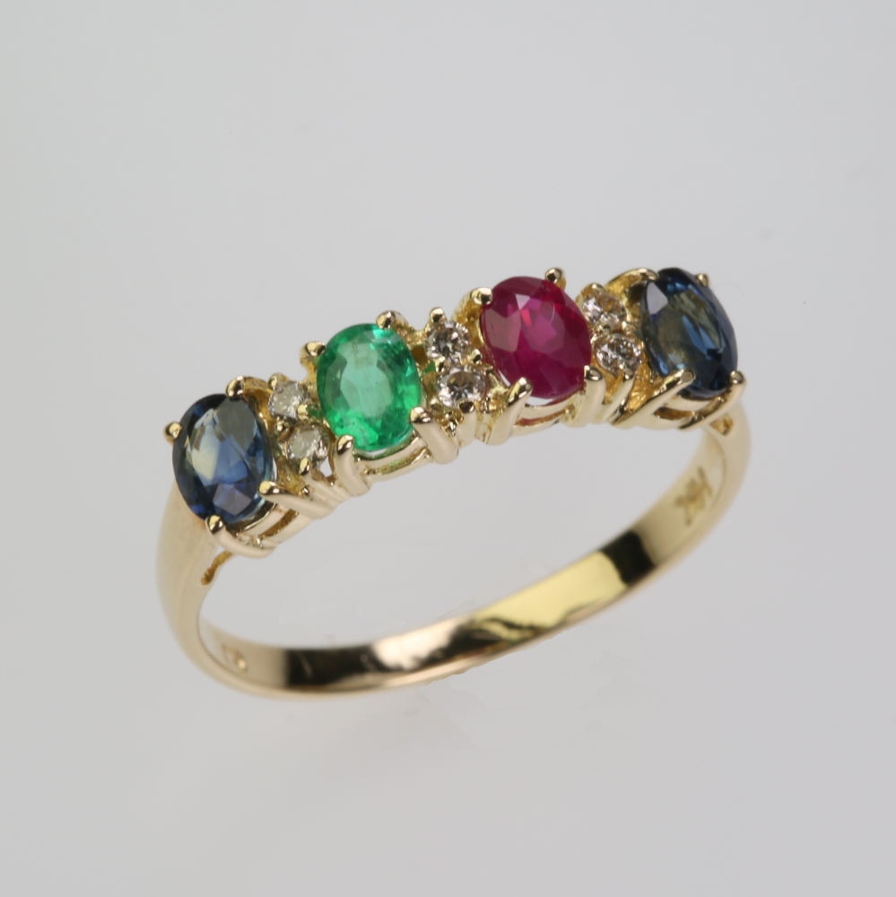 14 Karat Gold Multi-Gem Ring