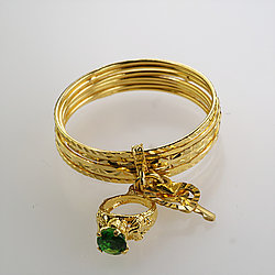 Solid 18 Karat Singapore Diamond-Cut Yellow Gold Ring